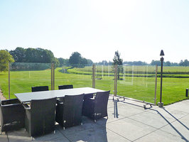 4-Delig RVS mobiel windscherm met veiligheidsglas,